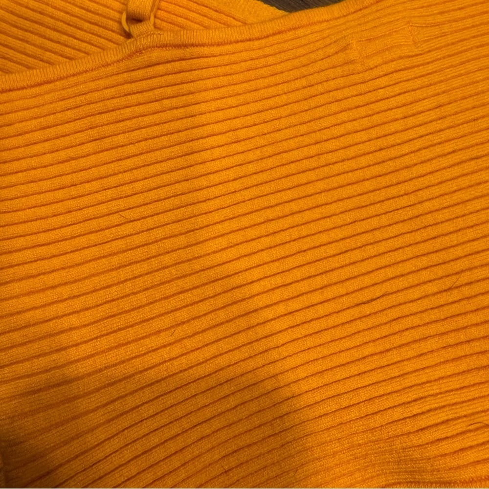 Orange Ribbed Wrap Crop Tank Top - Picture 4 of 6